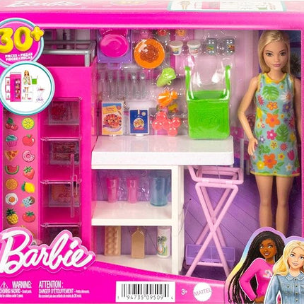 Barbie Doll & 25+ Accessories, Ultimate Pantry Playset with Dollhouse Furniture, Food-Themed Pieces & Sticker Sheet