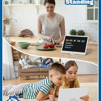 TEKFUN Easter Gifts for Kids, 15inch LCD Writing Tablet Drawing Board, Teen Girl Boy Gifts Age 8 and Up, Birthday Gifts for All Age Groups, Erasable Writing Tablet for Business Meeting (White)