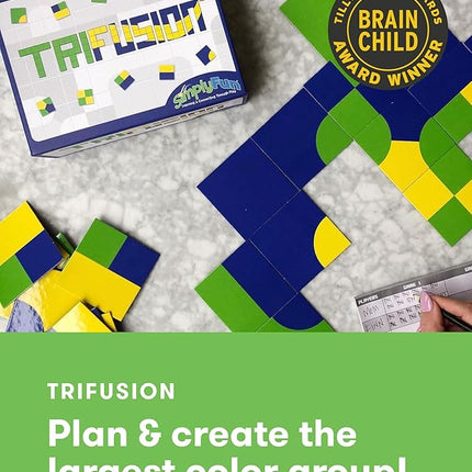 SimplyFun Trifusion – Visual Mapping Strategy Board Game for Kids, 2-4 Players, Ages 8 and Up – Spatial Reasoning, Pattern Recognition & Planning – 30 Min Playtime – STEM Board Game