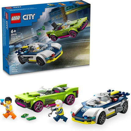 LEGO City Police Car and Muscle Car Chase, Emergency Vehicle Toy for Boys and Girls, Fun Gift for Kids Ages 6+ who Love Pretend Play Toys, Police Car Toy with Officer and Crook Minifigures, 60415