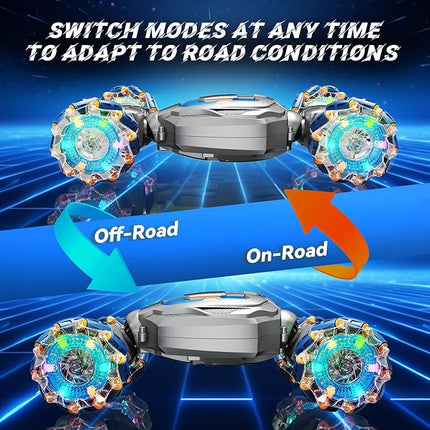 Gesture Sensing Stunt Remote Control Car - 2.4GHz 360° Rotating 4WD Transform RC Car, Birthday Gift for Boys 6 7 8+ Year Old