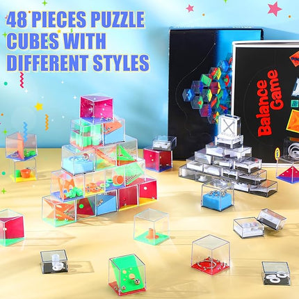 Lenwen 48 Pieces Brain Teaser Puzzles Cubes mini Puzzle Party Favors Goodie Bags Stuffers Games Challenge Decompression for Adults(Colorful Style)