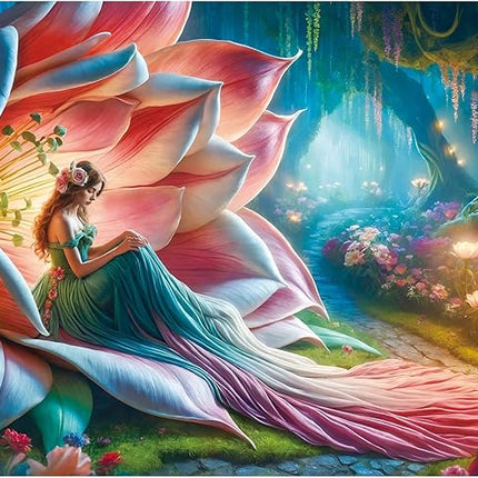 Flower Fairy Jigsaw Puzzle, Mythology Jigsaw Puzzles, Fairy Tale Forest Princess Challenging Puzzles for Adults 1000 Pieces, Home Decoration Puzzle, Interlock Perfectly No Dust