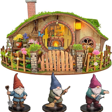 DIY Miniature House Kit, Book Nook Mini House Bookshelf Decor 3D Wooden Puzzle for Adults, Birthday Gift for Family, Friends - The Magic Ring House