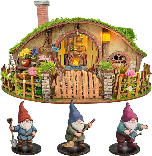 DIY Miniature House Kit, Book Nook Mini House Bookshelf Decor 3D Wooden Puzzle for Adults, Birthday Gift for Family, Friends - The Magic Ring House