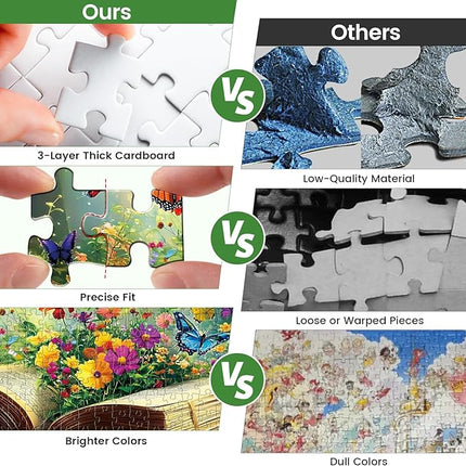 Jigsaw Puzzle 500 Pieces,Flowers Book 500 Piece Puzzles for Adults Kids Seniors Recycled Cardboard Adult Jigsaw Puzzle 500 Piece Family Activities Great Gift for Family and Friends 20.5 * 15 Inch