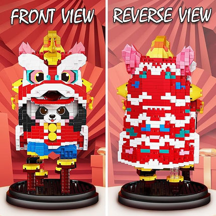 Lion Dance Panda Building Blocks Set, 1235PCS Micro Mini Building Blocks for Adults, Panda Toys for Boys and Girls