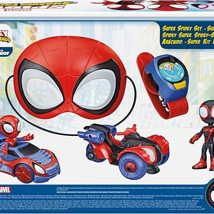Spidey and his Amazing Friends Super Spidey Set, Role Play Toys, Toy Car Set, Marvel Spider-Man Mask Great for Kids, 3+ Years (Amazon Exclusive)