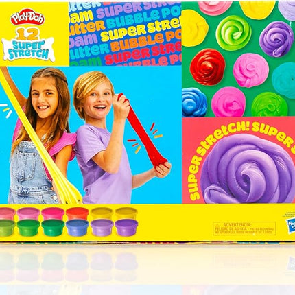 Play-Doh Super Stretch 12-Pack Playdoh Variety Kit, Kids Gifts, Popular Toys, Party Favors for Ages 8-12, Bulk Compound Packs