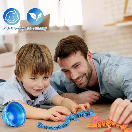 12 Inch 3D Printed Dragon - Mystery Surprise Egg with Flexible Articulated Dragon Inside, Cool Dragons Toys for Boys Kids Age 5-7