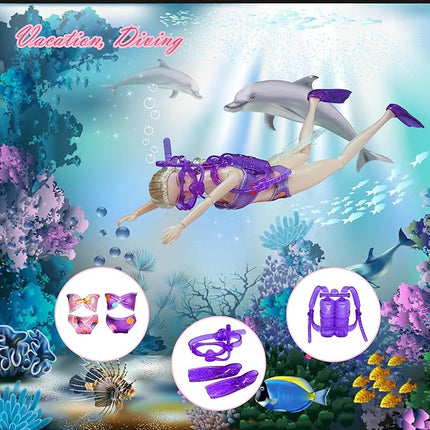 122Pcs Doll Clothes and Accessories - with Doll Sets,Fashion Pack Playset Including Wedding Gowns/Dresses/Hangers/Shoes/Outfit,Fashionista Princess Dolls Playset,Birthday Girls Gifts Age 345678