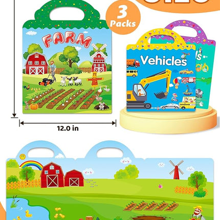 Reusable Sticker Book for Toddlers 2-4 Years, Stickers for Kids, Toddler Sticker Book Ages 1-3, Toddler Craft Activities, Toddlers Travel Toys Ages 2+ Boy Girl Birthday Gifts