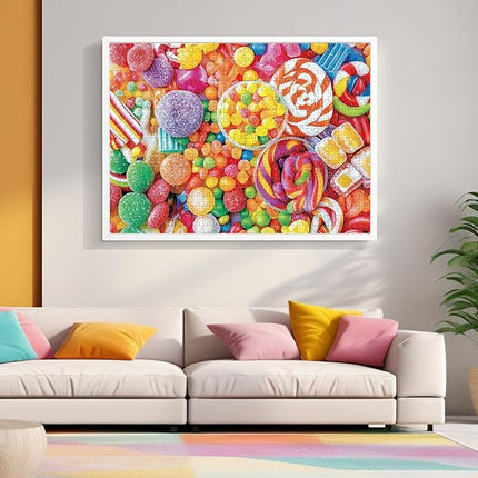 500 Piece Jigsaw Puzzle for Adults-Candy Puzzles, Colorful Candy Adult Puzzle 500 Pieces, Challenging Puzzle for Adults 500 Pieces, House Party Games, Best Gift for Mom, Dad, Family and Friends