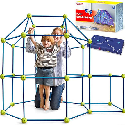 SYNCFUN Fort Building Kit for Kids, STEM Creative Construction Toy with Starry Night Cloth, Storage Bag for Indoor & Outdoors Activity, Educational Gift for Age 3 4 5 6 7 8 9 10 11 12 Boys and Girls