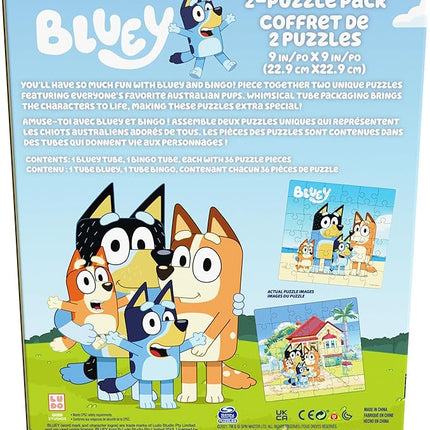 Spin Master Games, Bluey Puzzles 2-Pack, 36 Pieces, Kids Puzzles, Bluey Toys, Preschool Puzzles, for Ages 3 & Up