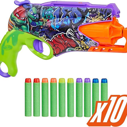 Nerf Teenage Mutant Ninja Turtles Blaster, 10 Elite Darts, Toy Foam Blasters, Ages 8 and Up