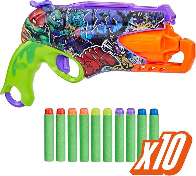 Nerf Teenage Mutant Ninja Turtles Blaster, 10 Elite Darts, Toy Foam Blasters, Ages 8 and Up