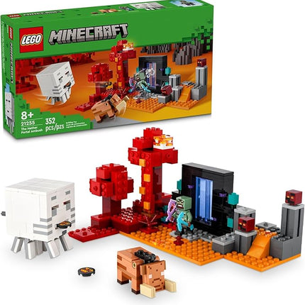 LEGO Minecraft The Nether Portal Ambush Adventure Set, Building Toy for Kids with Minecraft Action Figures and Battle Scenes, Minecraft Toy for Boys, Girls and Gamers Ages 8 and Up, 21255
