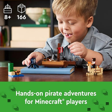LEGO Minecraft The Pirate Ship Voyage, Boat Toy Playset for Kids with Squid, Camel and Pirate Figures, Pirate Toy Building Set for Action Role-Play, Minecraft Gift for 8 Year Old Boys and Girls, 21259