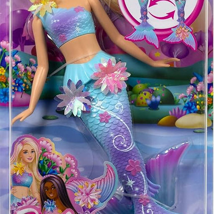 Barbie Mermaid Toy Dolls with Surprise Magic Blooming Flowers Feature, Ombre Tails, Pearl Headband Accessory & Long Blonde Hair with Pink Highlights