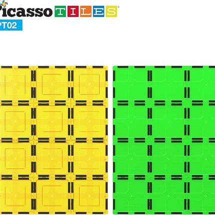 PicassoTiles Kids Toy Magnetic Building Blocks Magnet Tiles Supersized 2pc Large Stabilizer Base Jumbo XL Plate Foundation Education Construction Kit Engineering STEM Children Learning Stacking Set