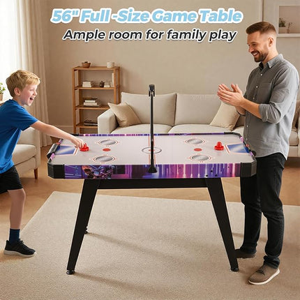 KOTEK 56 Inch Air Hockey Table, Hockey Table Game w/Digital LED Scoreboard & Powerful 12V Motor, Indoor Ice Hockey Table for Game Room, Home, Office with 2 Pucks, 2 Pushers
