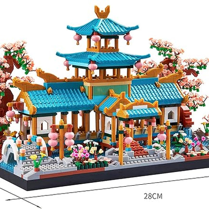 JXRLMB Chinese Classical Suzhou Gardens Micro Building Blocks Sets with Sakura Cherry Tree Challenging Construction Set for Adults, Home and Office Decoration, Gift for Kids Age of 14+ 2350 pcs