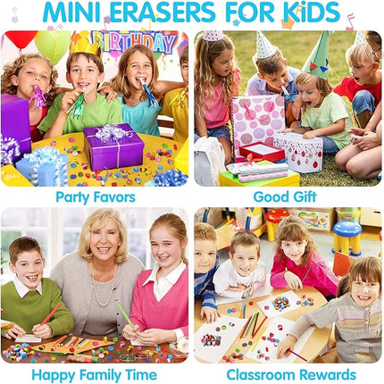 JUNEBRUSHS 150 Pieces Mini Erasers for Kids Bulk, Novelty Animal Erasers,Pencil Erasers Assortment,Cute Small Erasers for Students Homework School Classroom Rewards Prizes ,Party Favors Multicolor