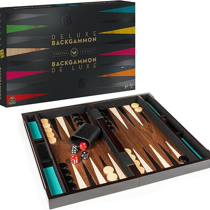 Legacy Deluxe Wooden Backgammon Classic 2-Player Original Board Game Set with Cups and Dice, for Kids and Adults Aged 8 and up