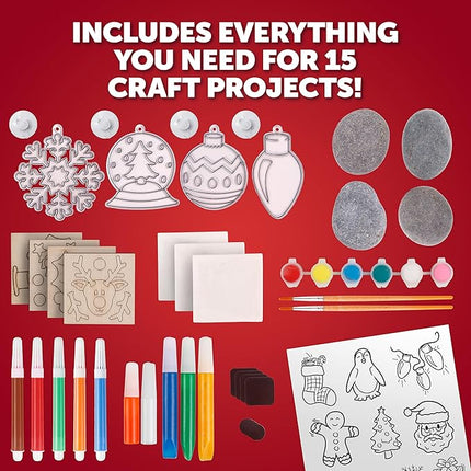 Santa's Christmas Craft Kit for Kids - 15 Magical Christmas Crafts for Kids, Make Suncatchers, Paint Holiday Rocks, Make Magnets & More for Christmas Gifts, Craft Kits for Ages 5 6 7 8 9 10 11 & 12