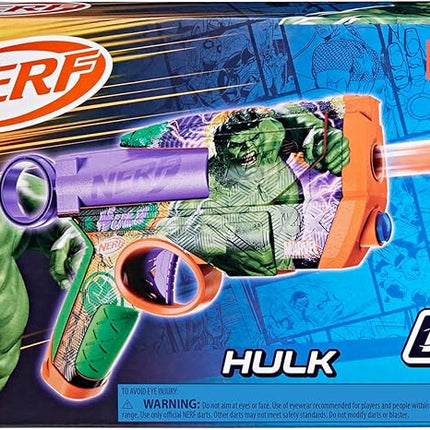 Nerf Marvel Hulk Dart Blaster | 4 Nerf N1 Foam Darts | Hulk-Inspired Blaster Skin Designs | Kids Gifts |Outdoor Toys & Games for Ages 8+ (Amazon Exclusive)