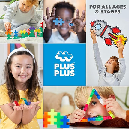 PLUS PLUS 240 Piece Interlocking Building Blocks for Kids, Open Ended Connecting Toys, STEM Bin Mini Manipulatives - Pearl Mix Play Tube & Baseplate