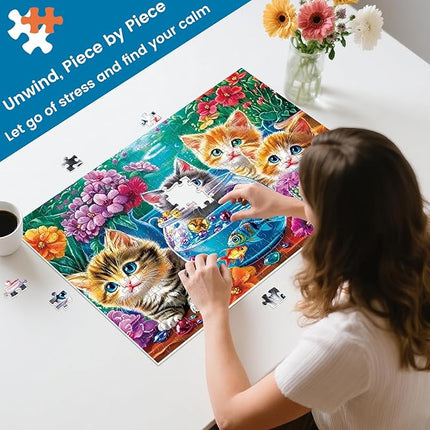 300 Pieces Puzzles for Adults,Unique Fun Cats Jigsaw Puzzles 300 Pieces for Adults Kids Seniors,Animal Pet Lover Puzzle for Kids Ages 8-10 10-12,Challenging Puzzles Perfect for Game Nights,20.5*15 In