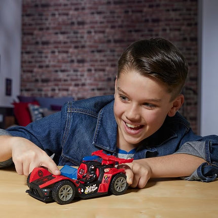SPIDER-MAN Marvel VenomVersus Epic World of Action Miles Morales Remix Blast Racer 4-Inch (10 CM) Figure & Toy Car, Accessories, Super Hero Toys, 4+