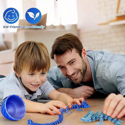 12 Inch 3D Printed Dragon - Mystery Surprise Egg with Flexible Articulated Dragon Inside, Cool Dragons Toys for Boys Kids Age 5-7