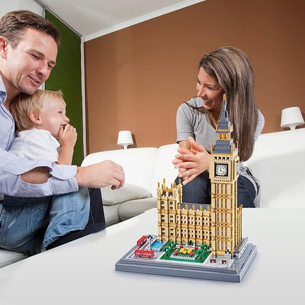 Real Architecture London Elizabeth Tower Big Ben Micro Building Blocks Set for Adults 6473 PCS - World Famous Architectural Model Gifts for Teens Kids Age of 14+