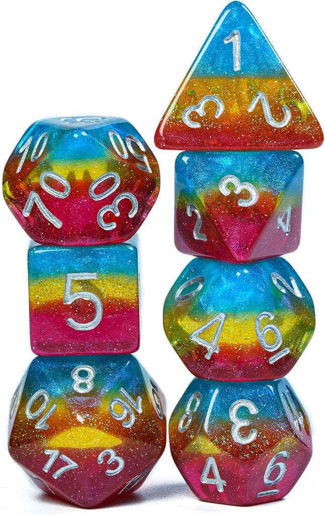 HDdais 7PCS Pansexual-Pride Polyhedral DND Dice Set, Homosexual Flag D&D Dice for RPG and Other Table Games