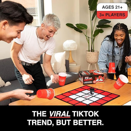 Buzzed Flip Cup Frenzy Adult Drinking Game, Party Games for Adults, Includes 1 Game Mat, 8 Flip Cups, 1 Drink Cup, and Instructions