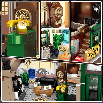 Detective Agency Building Set with LED Light, 1231PCS Detective House Building Block Toy with Clue Wall, Office Construction Model for Easter Mother's Day for Adults Teens Kids Boys Girls 10+