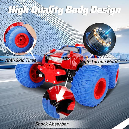 1:18 Spider Remote Control Car for Boys Age 6-12, 20Mph All Terrian Remote Control Monster Truck with Colorful Bodylight, Headlight and High Torque Motor, Birthday Toy Gift for RC Beginners