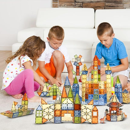 100 PCS Magnetic Tiles, Diamond Magnetic Blocks Building Set Magnet Tiles STEM Toys 3D Kids Preschool Educational Sensory Toys Gift for Toddlers Kids Boys Ages 3 4 5 6 7 8 9+ Year Old