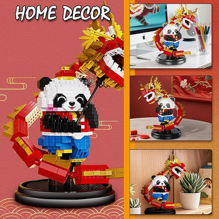 Dargon Dance Panda Building Blocks Set, 1168PCS Micro Mini Building Blocks, Panda Toys for Adults and Kids