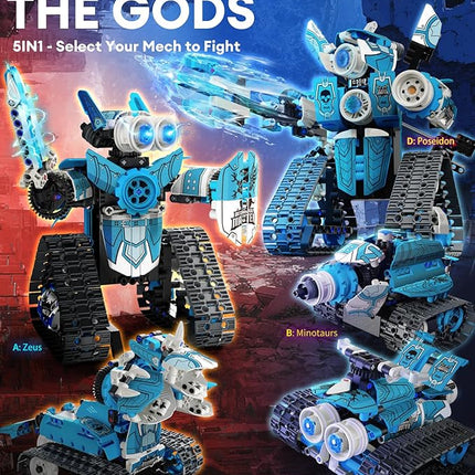 5 in 1 STEM RC Robot Building Kit, 398PCS APP & Remote Control Blocks DIY Engineering Robotics, Erector Science Set for Kids Age 6 7 8 9 10 11 12+, Educational Learn Toys Gift for Boys & Girls