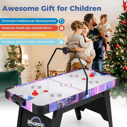 Goplus 56 Inch Air Hockey Table for Kids & Adults, Air Hockey Arcade Game Table with Digital LED Scoreboard, Powerful 12V Motor, 2 Pucks, 2 Pushers for Home, Office, Game Room