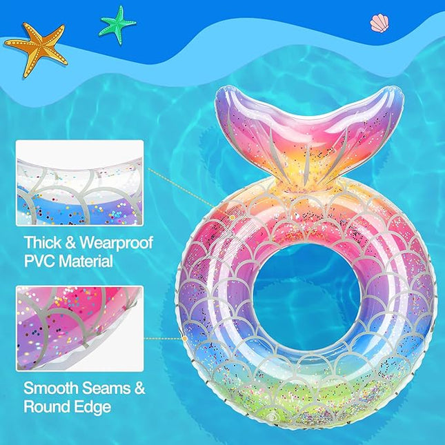 MoKo Inflatable Swimming Ring, Cute Pool Float Tube Decorations Swim Tubes Outdoor Pool Beach Water Floats Party Supplies Floaties
