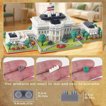 2000+ Micro Blocks White House Architecture Building Blocks,Creative Ideals Palace Decoration Collection, Perfect Present for 14+ Boys, Girls or Adults