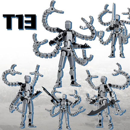 Already Assembled T13 Action Figure Accessories,T13 Multi-Jointed Movable,for Collectors Desktop Decorations t-13 Movability 3D Printed Toys (Blue, 5.5 Inch)