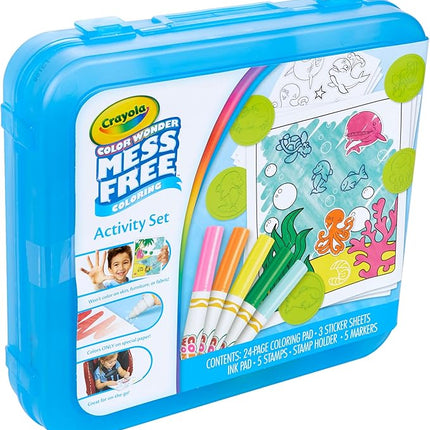 Crayola Color Wonder Mess Free Coloring Activity Set (30+ Pcs), Holiday & Christmas Gift for Toddlers, Travel Art Kit with Markers, Stamps, and Stickers, Ages 3+