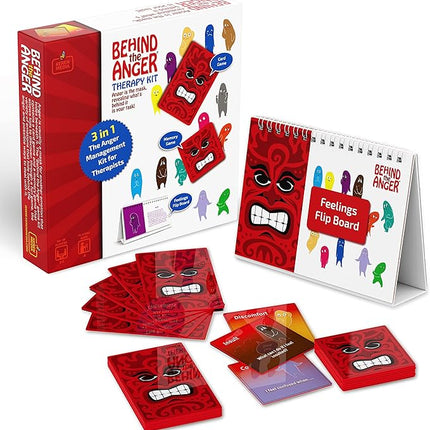 Behind the Anger Therapy Kit | Counseling Tools & Anger Management for Kids & Teens | CBT Games & Therapy Board Games for Emotional Regulation | for Therapists, Counselors & Teachers