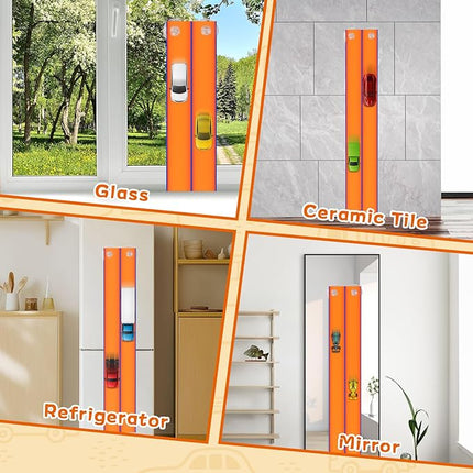 15 Ft Flexible Race Track for Kids – Portable Car Race Track Starter Set with Suction Cups, Rolls Up Easy, Compatible with 1/64 Diecast Cars, Birthday Gift for Boys & Girls Ages 3+ (Orange&Blue)